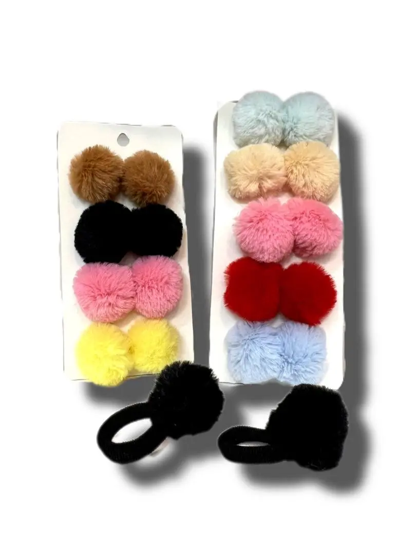 کش مو مدل پشمالو توپی بسته ۲ عددی