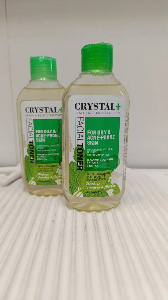 تونر صورت کریستال مناسب پوست چرب و مستعد جوش حجم ۲۰۰ میلی لیتر