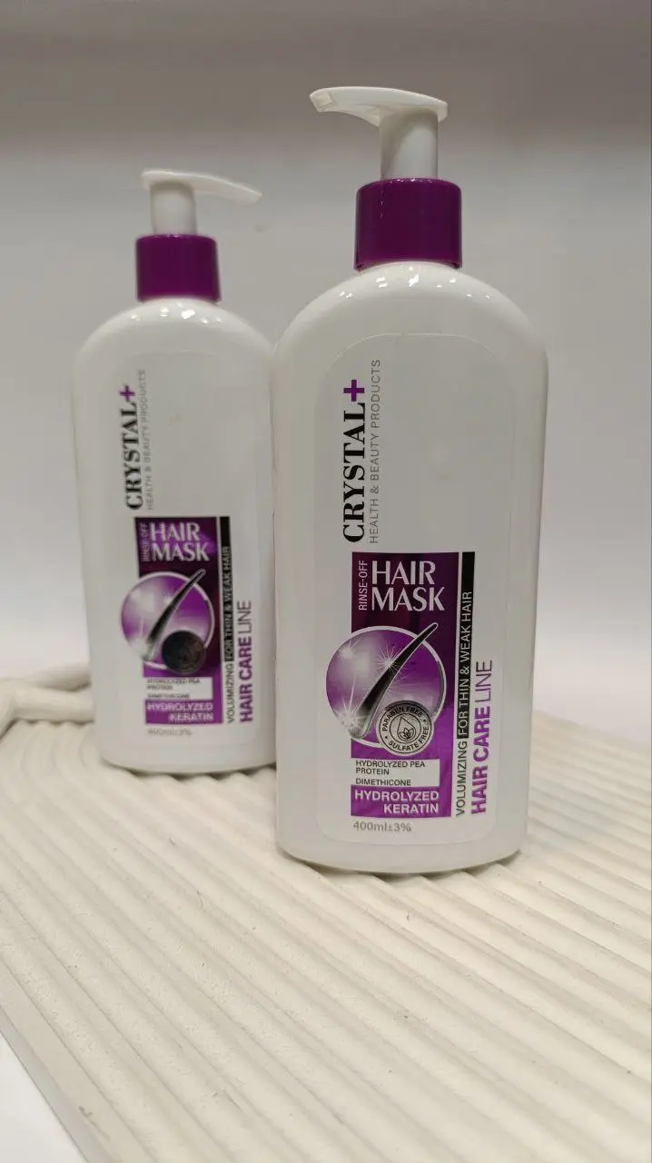 ماسک مو با آبکشی کریستال مناسب مو نازک و ضعیف حجم 400 میل