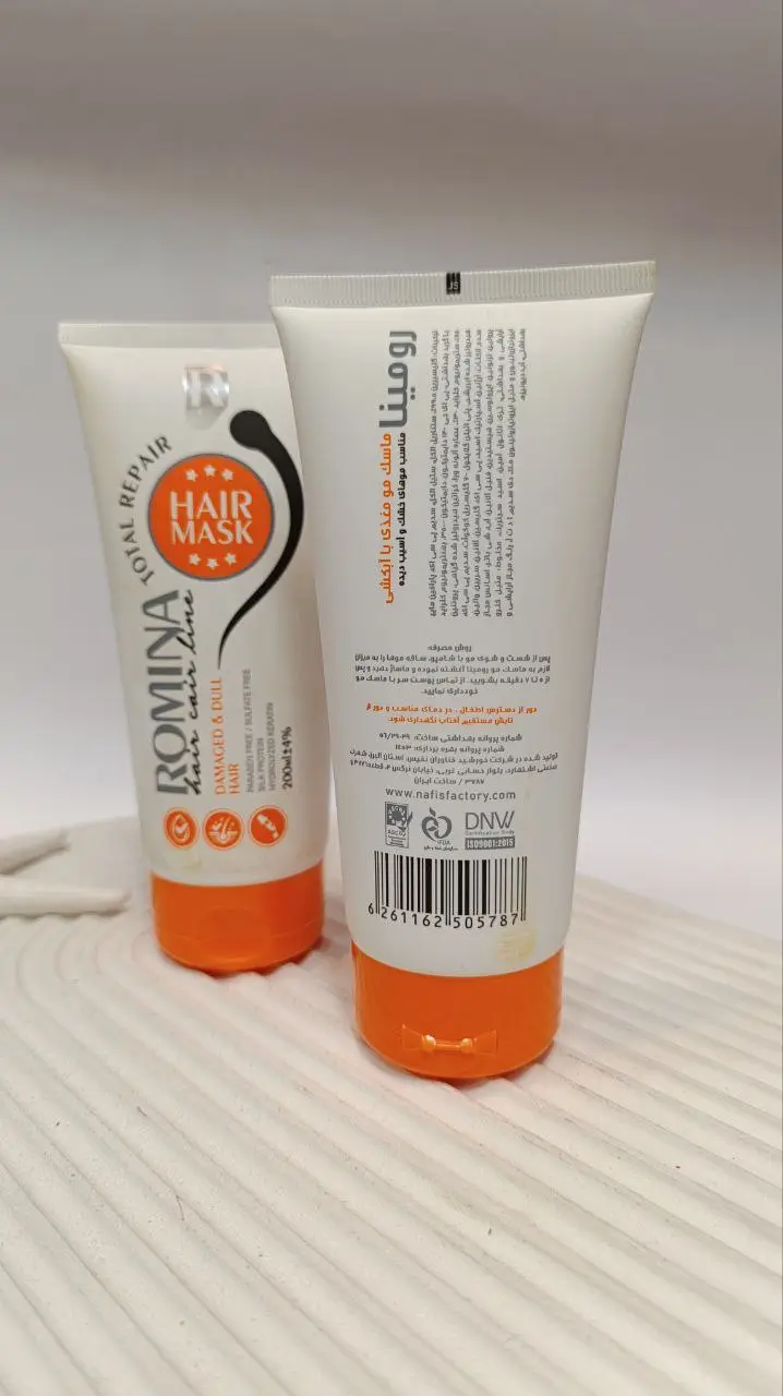 ماسک مو تقویت کننده رومینا فاقد سولفات مناسب مو خشک و آسیب دیده حجم 200 میل