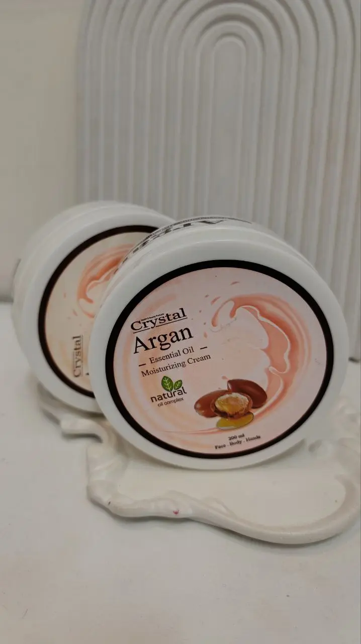 کرم مرطوب کننده صورت و بدن کاسه ای کریستال مدل روغن آرگان 200 میل