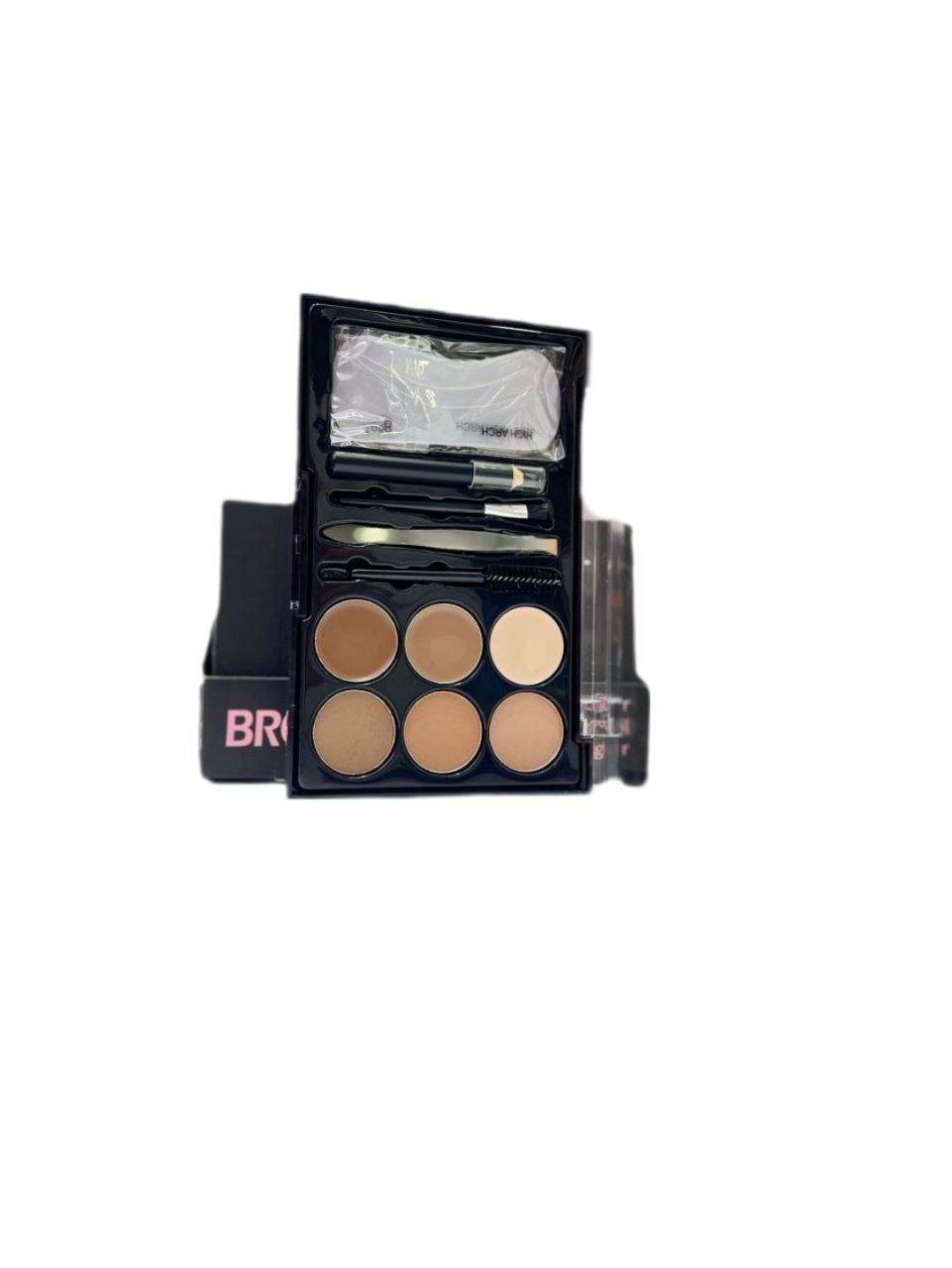 پالت آرایش ابرو 6 رنگ پودری حرفه ای به همراه شابلون برند brows