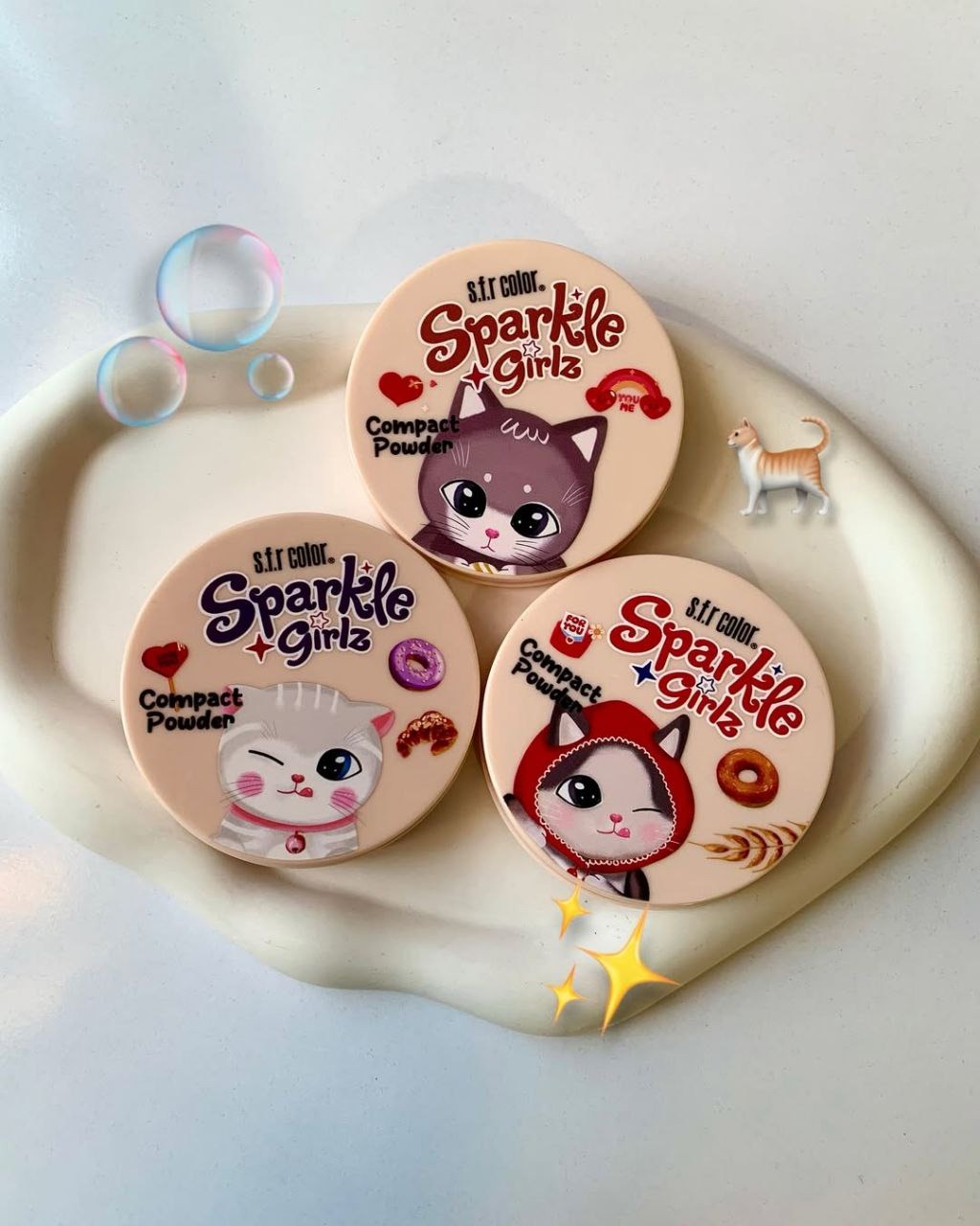 پنکک مات مخملی کیوت طرح گربه sparkle girlz